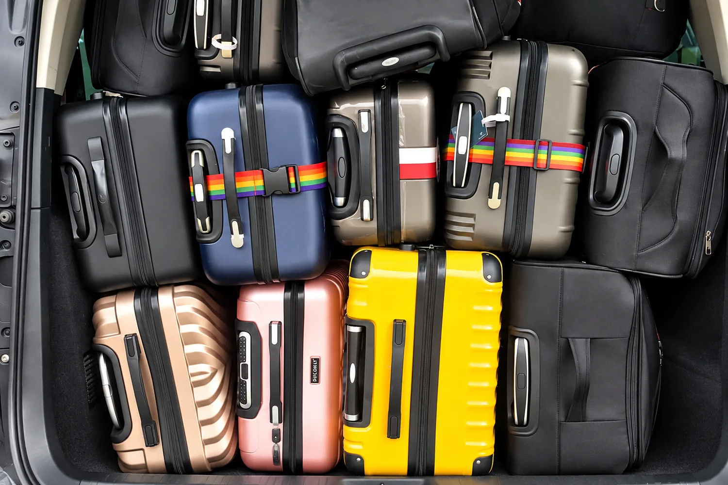 Portbagaj încărcat cu valize pentru transfer aeroport Otopeni